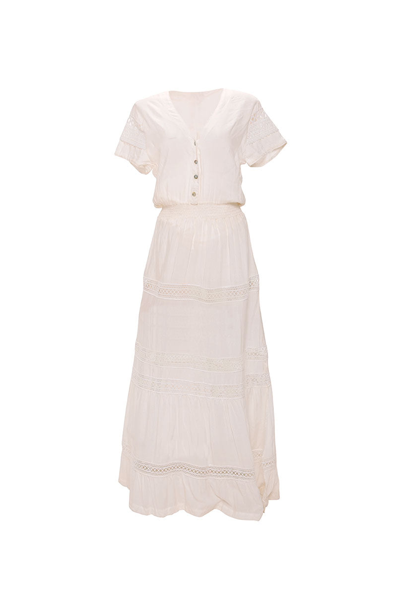 Vestido con Bolillo Marfil Candid