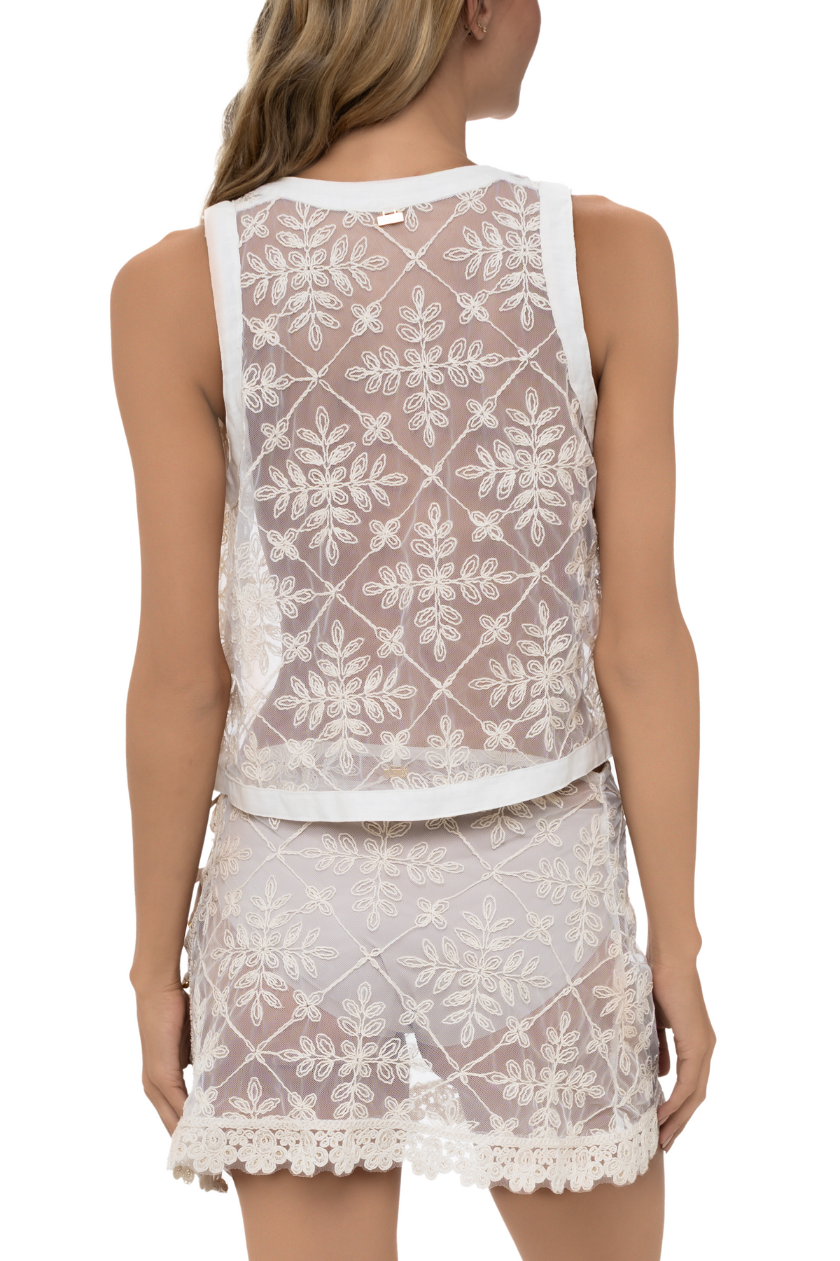 Camisa Tejida Marfíl flor Copacabana