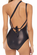 Entero Asimétrico Negro y Beige Dazzling