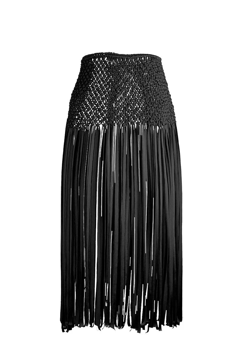 Frida Black Macrame Sarong