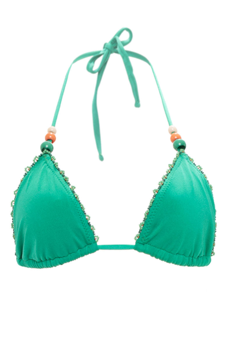 Top Triángulo con Bordado Verde Groovy