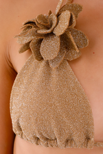 Top Triángulo Dorado Con Aplique Removible Sparkly