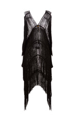 Spring Black Fringe Cover Up