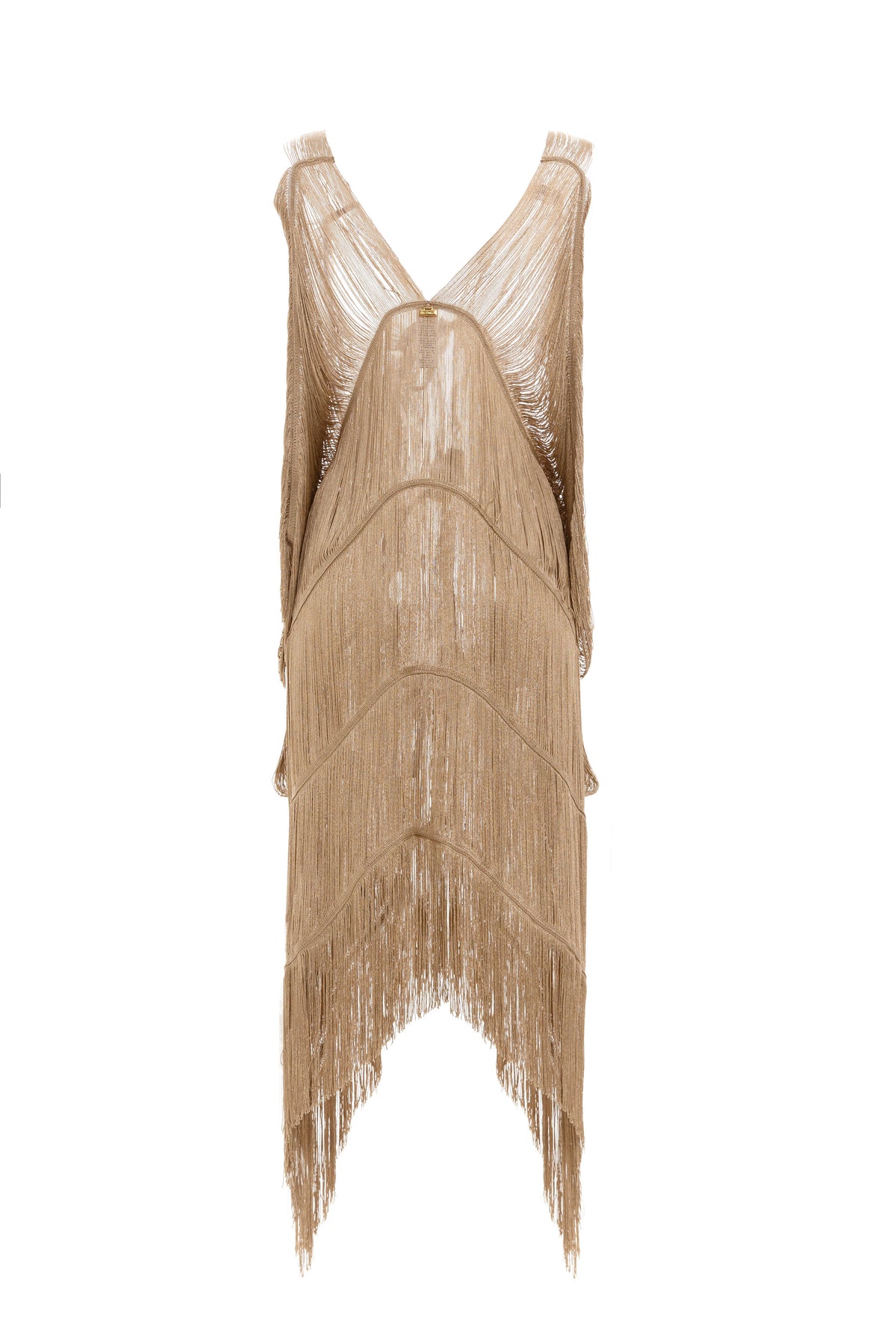 Fringed poncho with tie LEOPARD ESSENCE