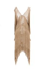 Fringed poncho with tie LEOPARD ESSENCE