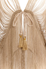 Fringed poncho with tie LEOPARD ESSENCE