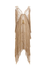 Fringed poncho with tie LEOPARD ESSENCE