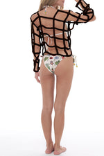 Crop Top Trenzado Malla Negro French