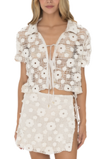 Falda Tejida Marfíl flor Copacabana