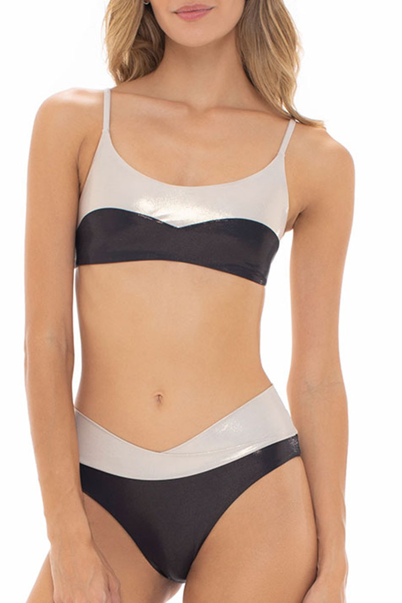 Top Deportivo Negro y Beige Dazzling