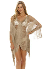 LEOPARD ESSENCE fringe poncho