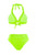 Top halter con base fija y macramé verde neón Palette ESSENCE