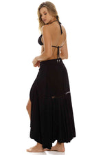 Black Spring Waist Sarong