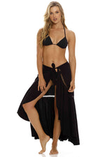 Black Spring Waist Sarong